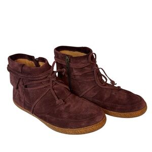 UGG Reid Booties Moc Burgundy Zip Ankle Suede Boots Womens Size US 8 EU 39